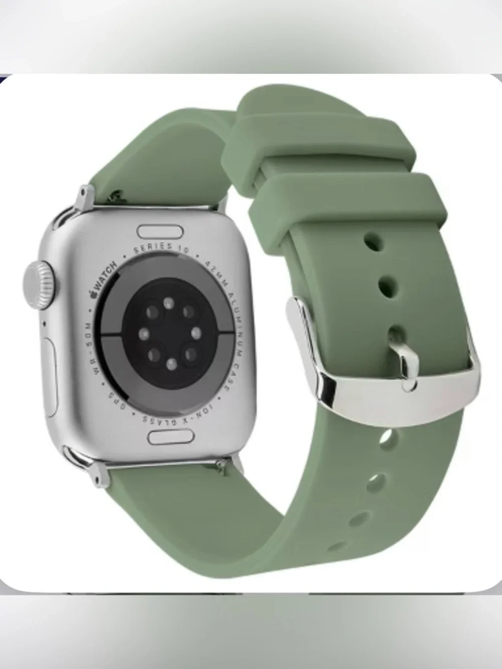 Smart Fitness Watch with Sage Green Silicone Band